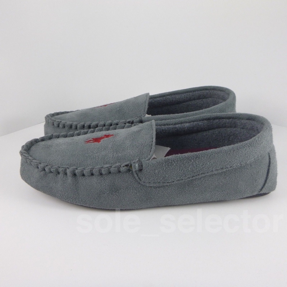 NWT Polo Ralph Lauren Moccasin Slippers Grey - Picture 3 of 7